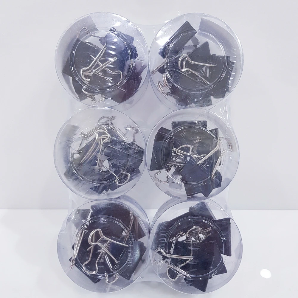 หนีบกระดาษกล่องกลมสีดำ 15 ชิ้น