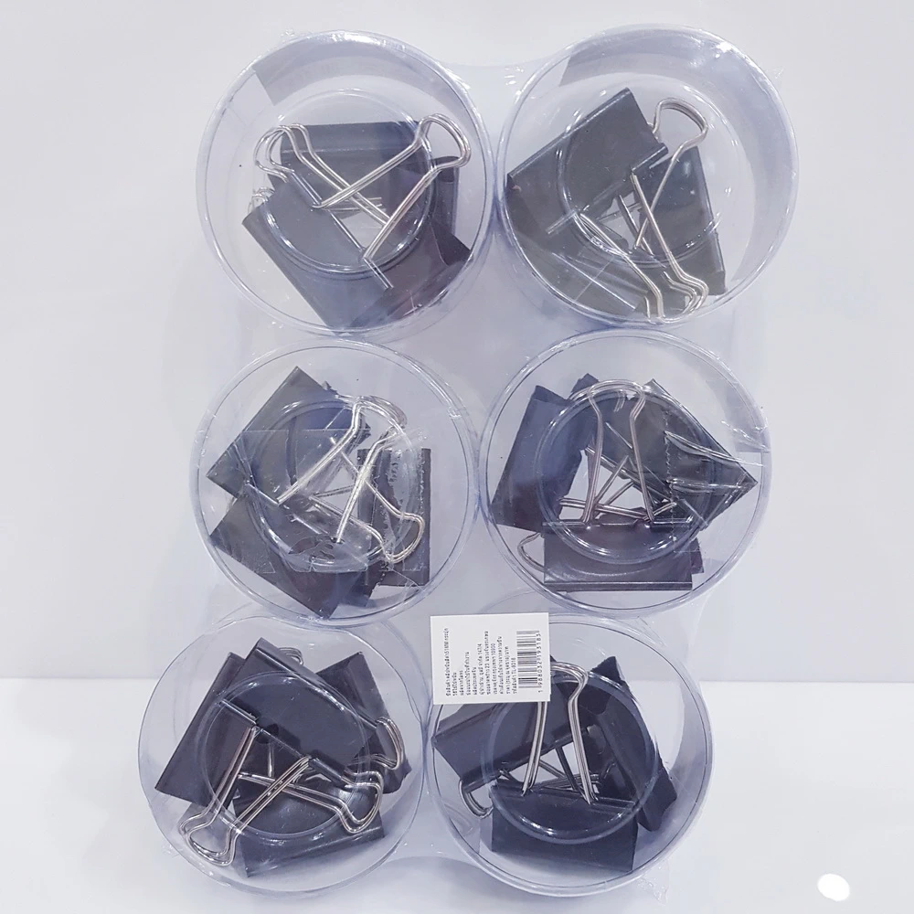 หนีบกระดาษใหญ่กล่องกลมสีดำ 5 ชิ้น