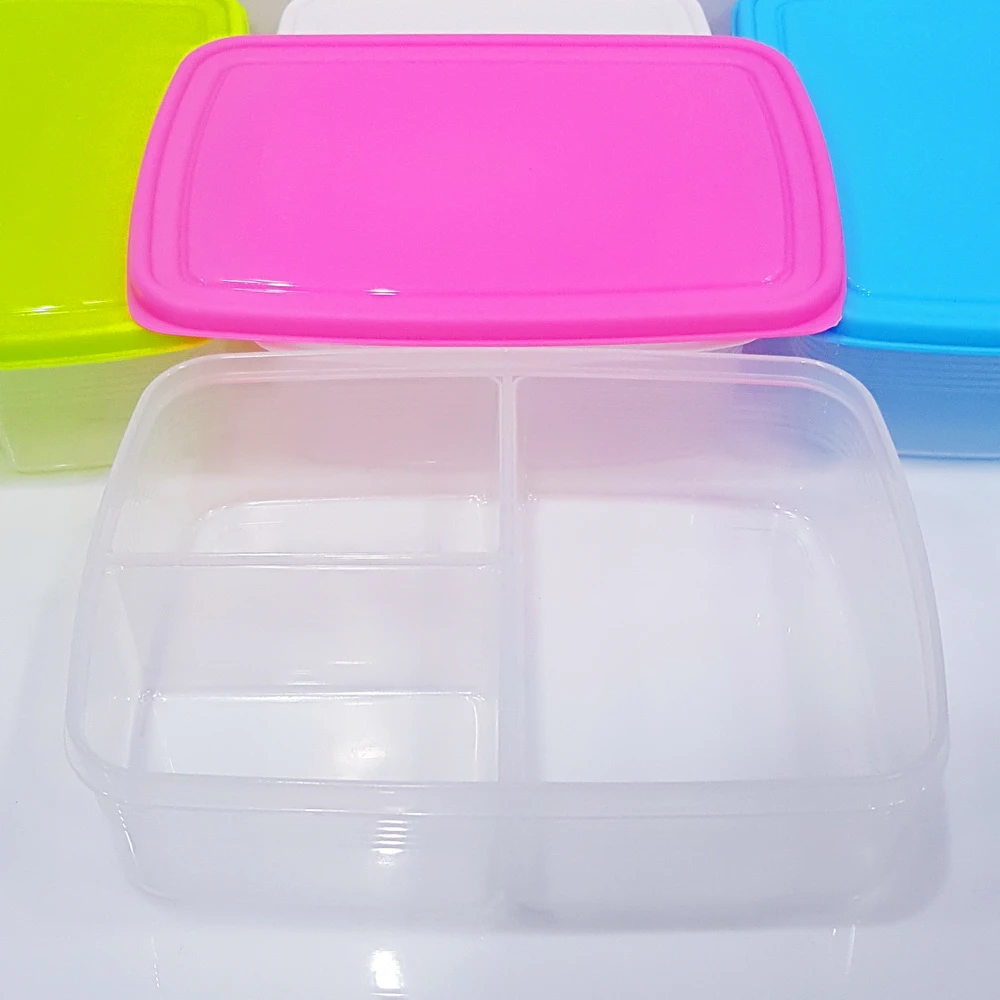 1005 กล่องเก็บอาหาร 3 ช่อง 15.5x21x5.5 cm. (4 โหลๆ ละ 205)