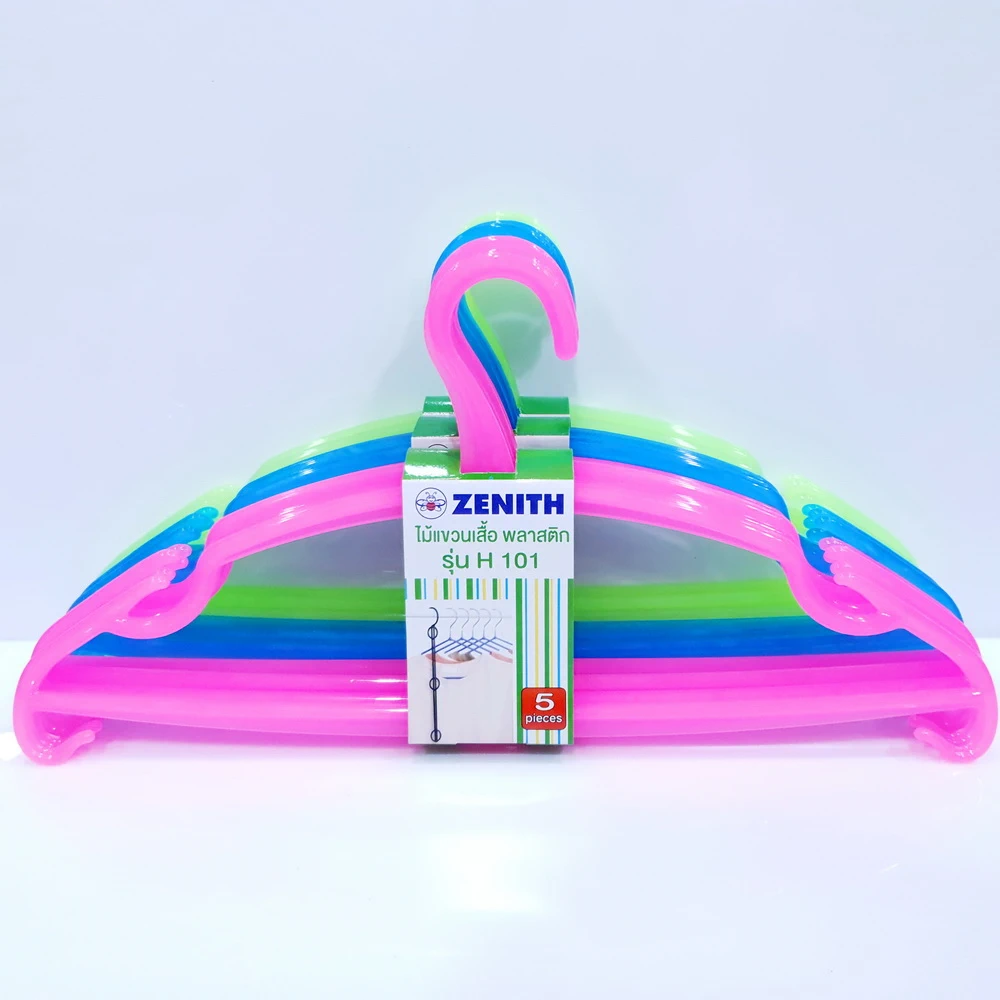 101 ไม้แขวนหนา 42 ซม.1x5 สีใส Zenith (24 แพ็ค/กล่อง) (3 กล่อง/มัด)