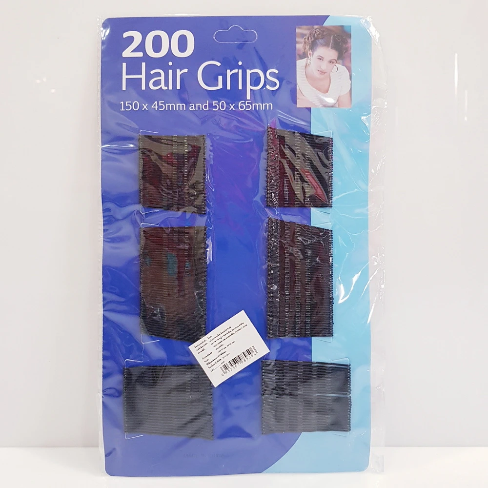 กิ๊บหนีบผมดำ 200 ชิ้น แผงกระดาษ