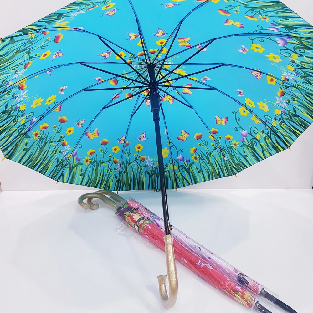 ร่ม 22 นิ้ว ผ้าซาตินลายดอกไม้ ด้ามทอง (3 ชิ้นๆ ละ 70 บาท)