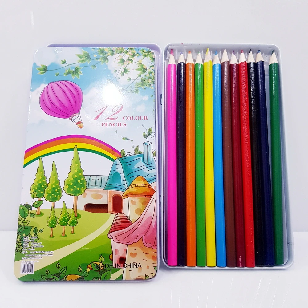 สีไม้ 12 สี กล่องเหล็ก