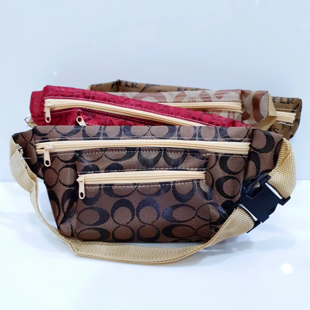 กระเป๋าหนังคาดเอว 2 ซิป คละลาย