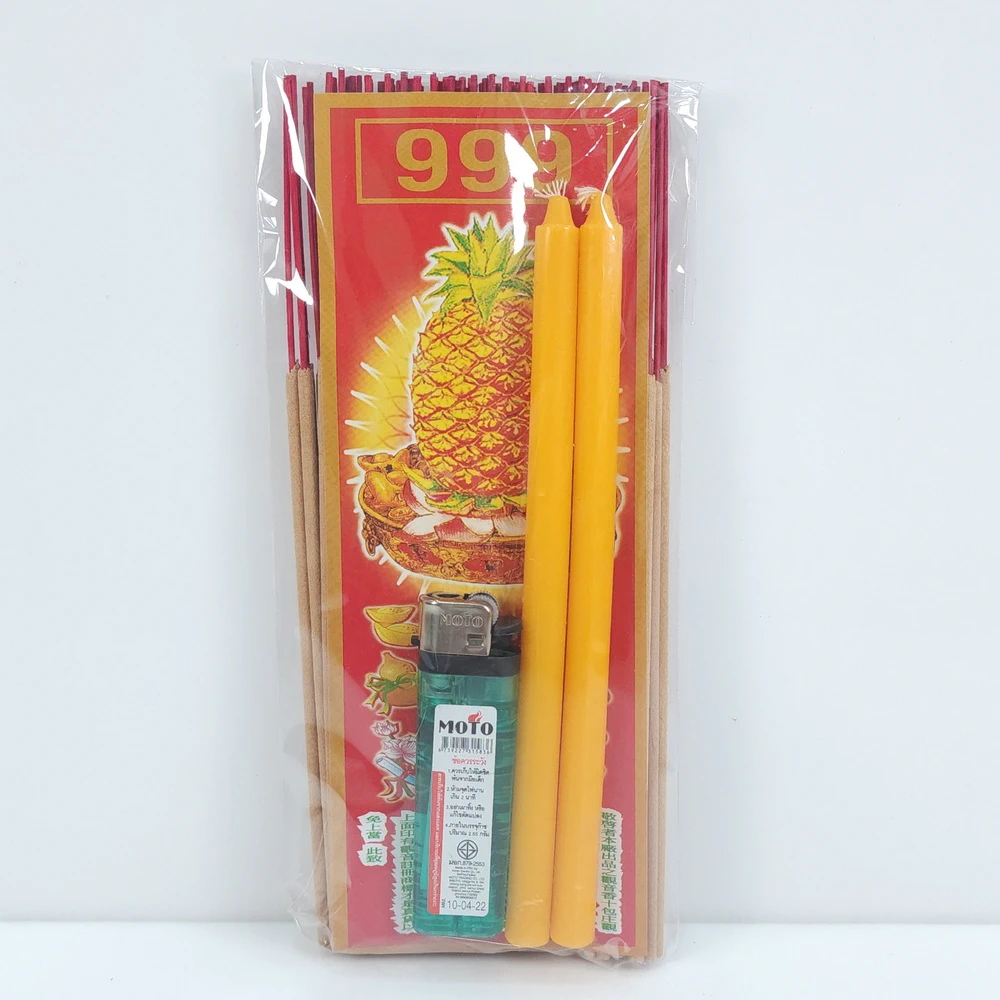 ชุดธูปเทียนไฟแช็ค  ยาว 20 ซม.