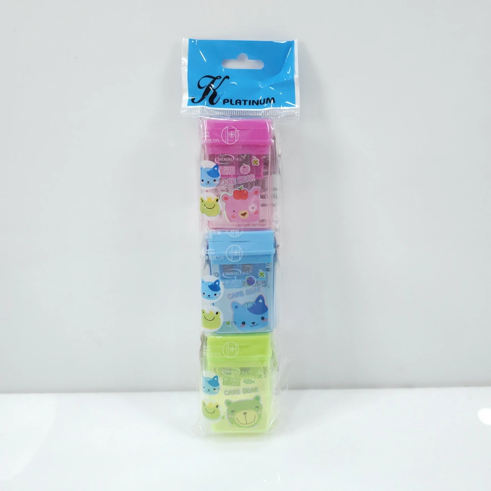 กบเหลาดินสอ 2 รู ทรงเหลี่ยม แพ็ค 3 ชิ้น