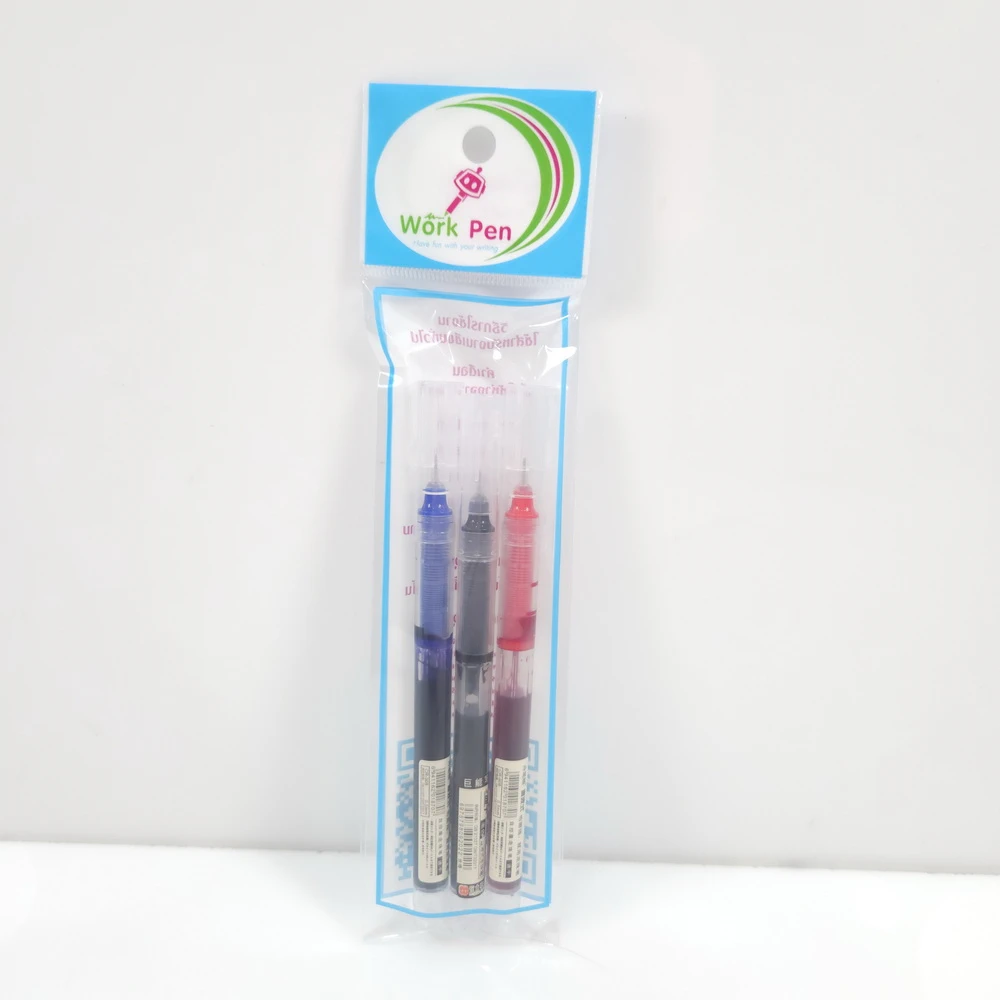 ปากกาเจลปลอกออยบอล น้ำเงิน+ดำ+แดง WORKPEN