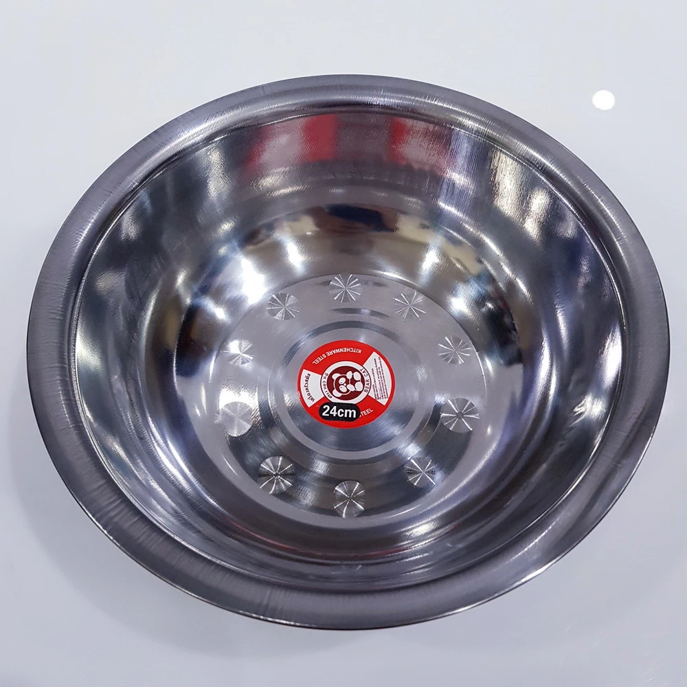 กะละมังสเตนเลส 24 ซม. แมวหมี ทรงสูง (NET)