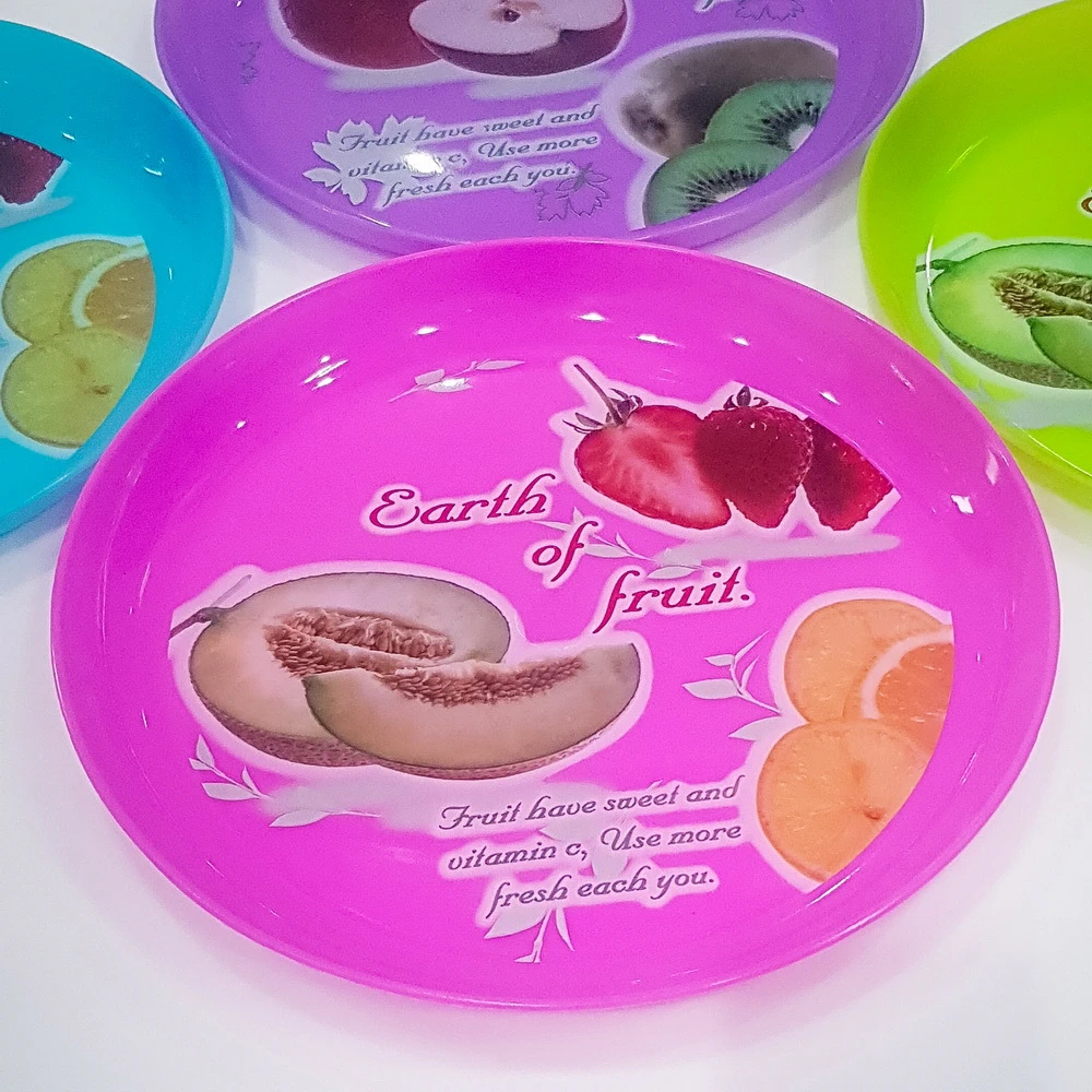 985 ถาดกลมลายฟรุ๊ตตี้ สีใส ธารทิพย์ (12 โหลๆ ละ 190)