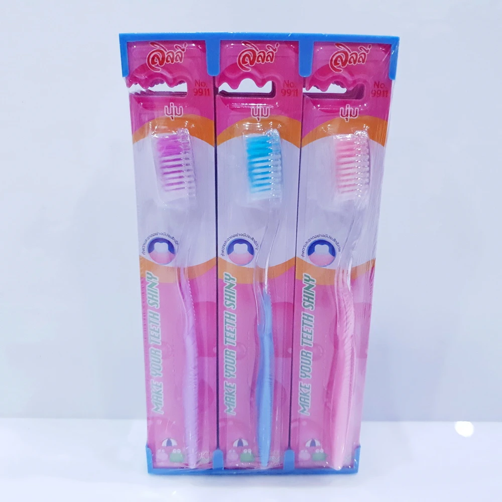 9911 แปรงสีฟันมาตรฐาน ด้ามสีใส