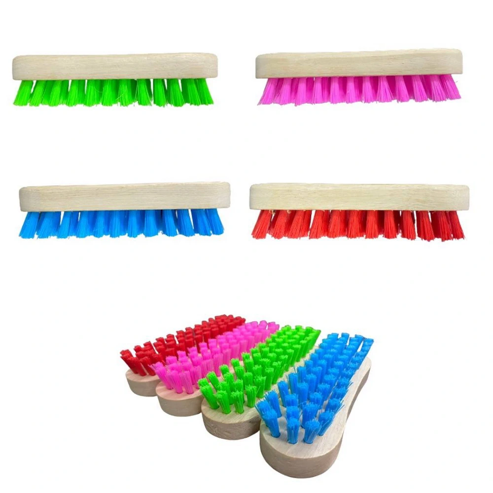 C10 แปรงซักผ้ารูปแปด ขนสี แป้นไม้