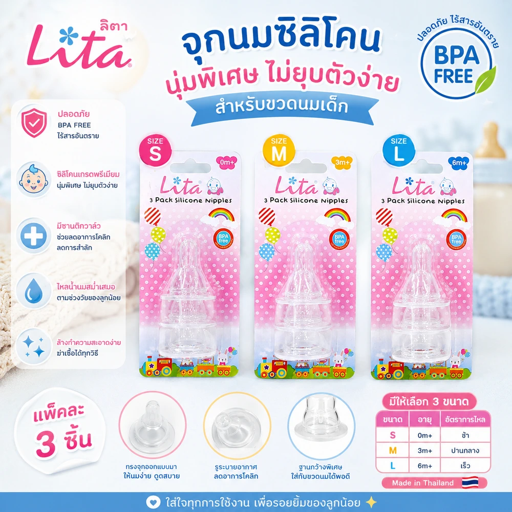 Alternative view of จุกนม 1x3 เบอร์ L (5 โหลๆ ละ 150) (12 โหลๆ ละ 144)