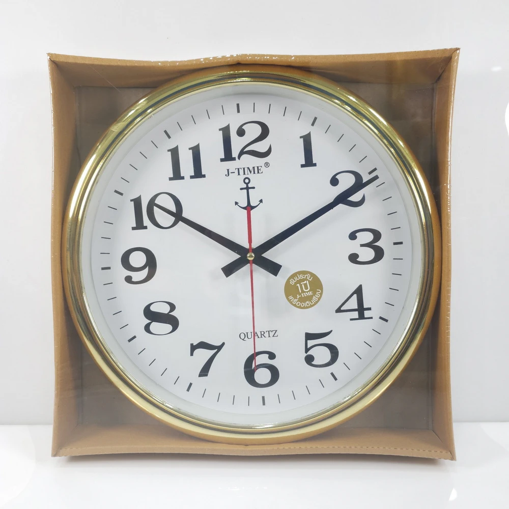 JW8015 นาฬิกาแขวนผนังขอบหนา 12 นิ้ว ชุบทอง หน้าขาว (ส่ง 3 ชิ้นๆ ละ 85)