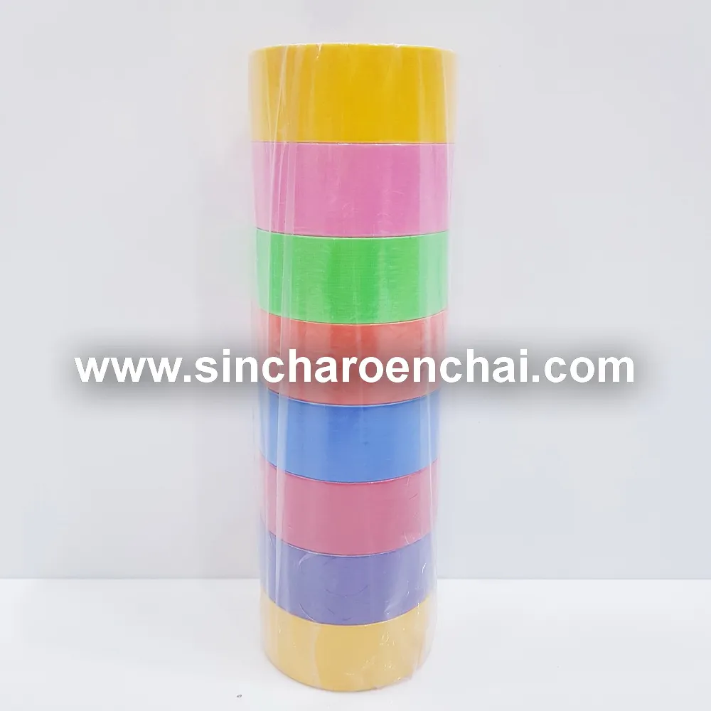 เทปผ้า 1.5 นิ้ว คละสีสด (8 ชิ้น/แพ็ค) (10 แพ็คๆ ละ 80) ราคาต่อแพ็ค