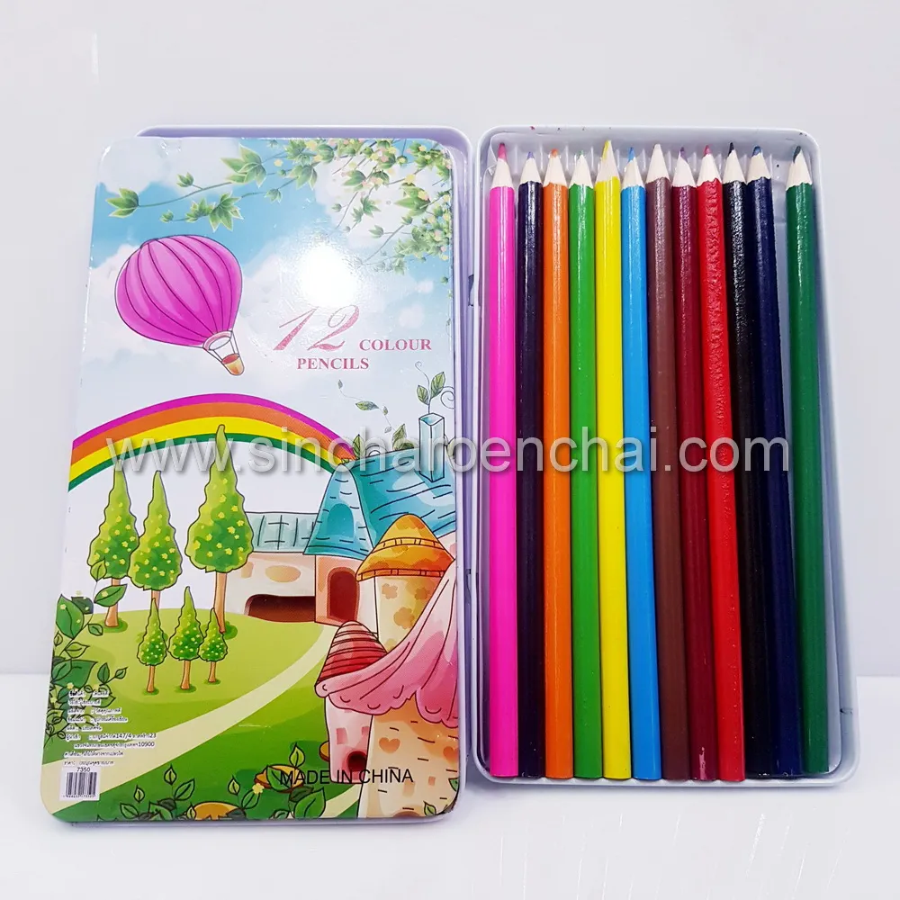 สีไม้ 12 สี กล่องเหล็ก