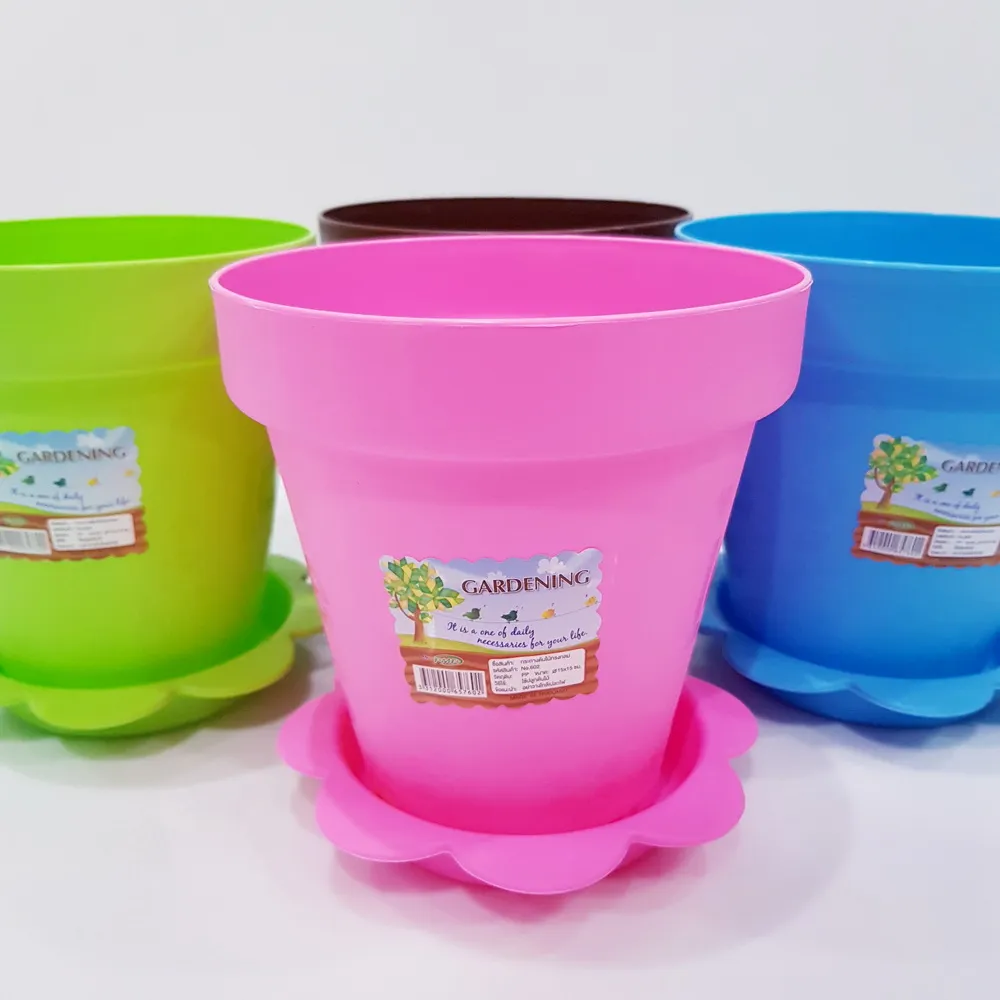 IN602 กระถางต้นไม้กลม คละสี PMP (6 โหลๆ ละ 180)