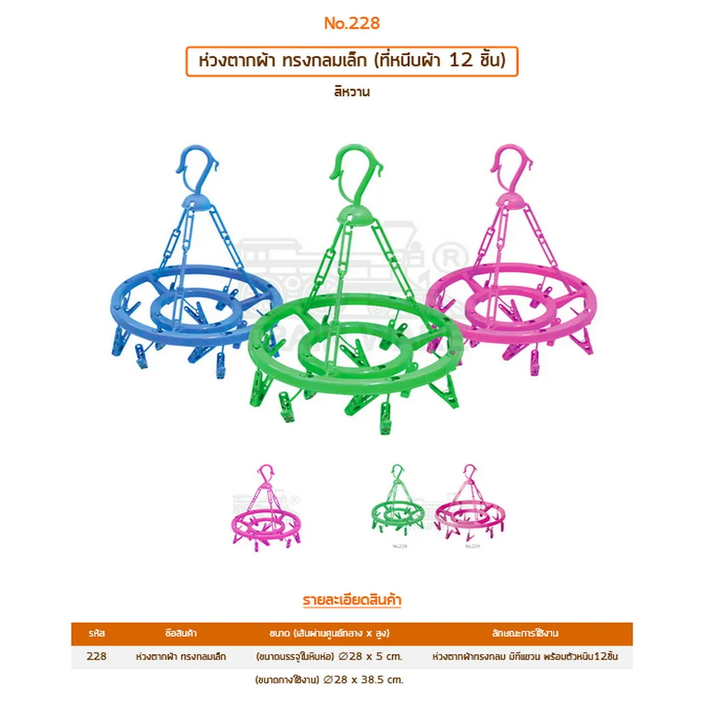 228 ห่วงตากผ้ากลมเล็ก VR (6 โหลๆ ละ 185)