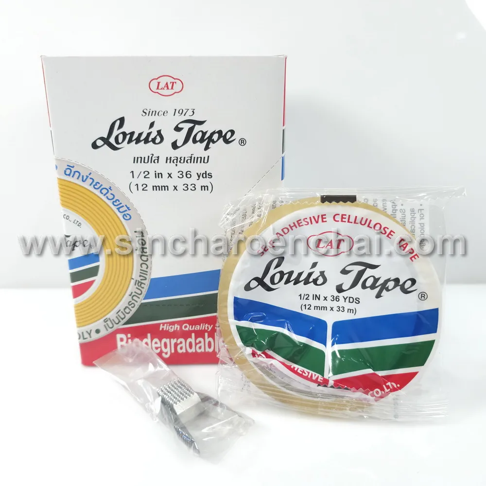 สก็อตเทปใส L แกนใหญ่ 1/2 นิ้ว 36 หลา LOUIS (12 ชิ้น/กล่อง)