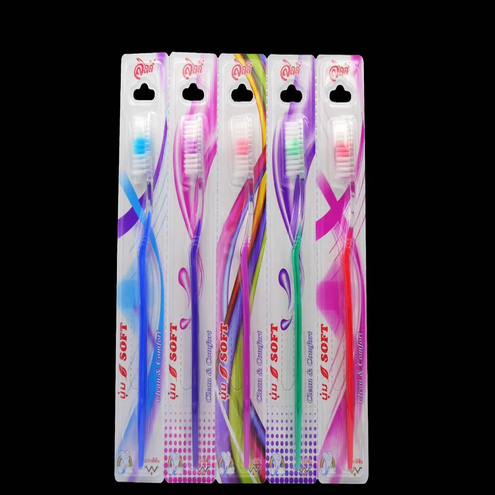 8851 แปรงสีฟันผู้ใหญ่ด้ามสีใส 1x5 (แพ็คละ 10 ชิ้น)