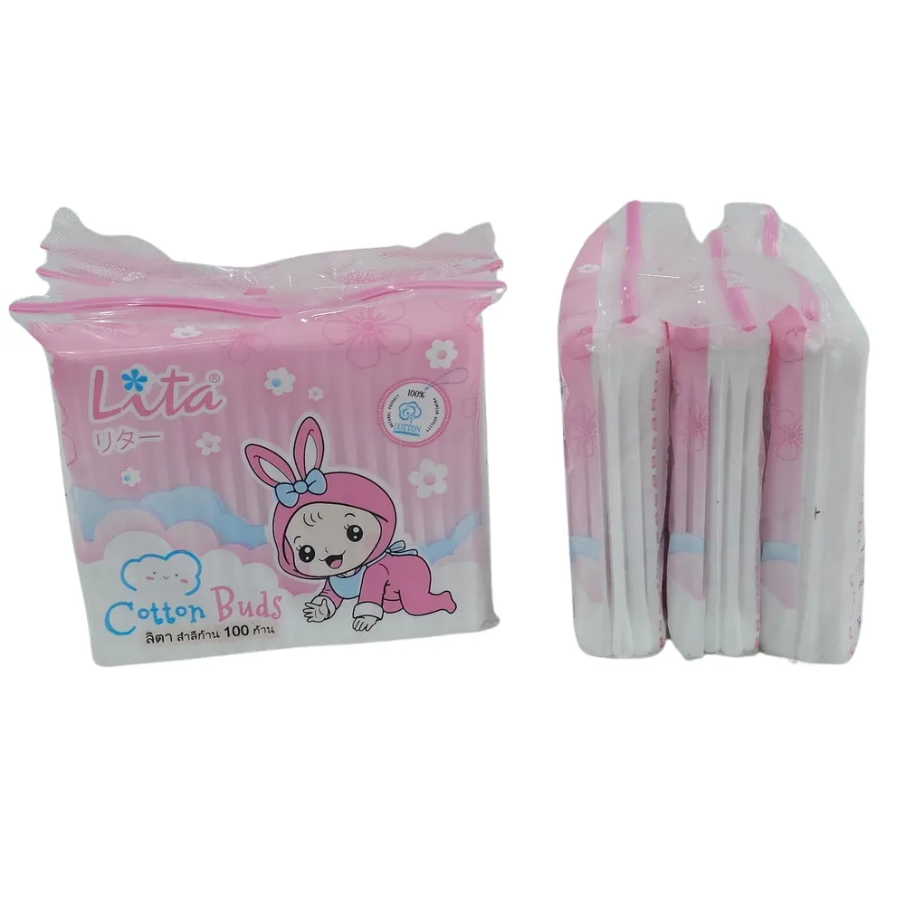 สำลีก้านใหญ่ 100 ก้าน แพ็ค 3 ชิ้น LITA