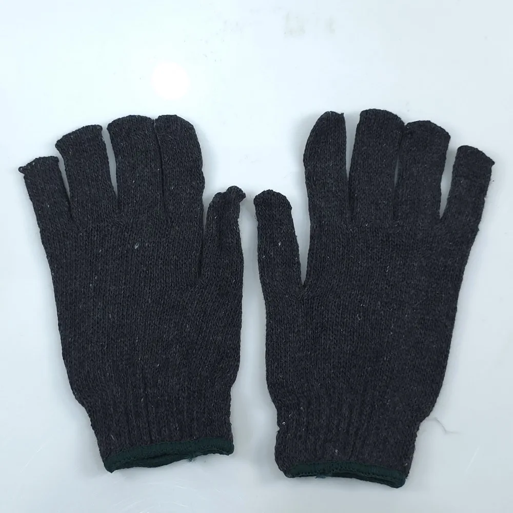 ถุงมือผ้าสีดำ 7 ขีดเต็ม ขอบเขียว