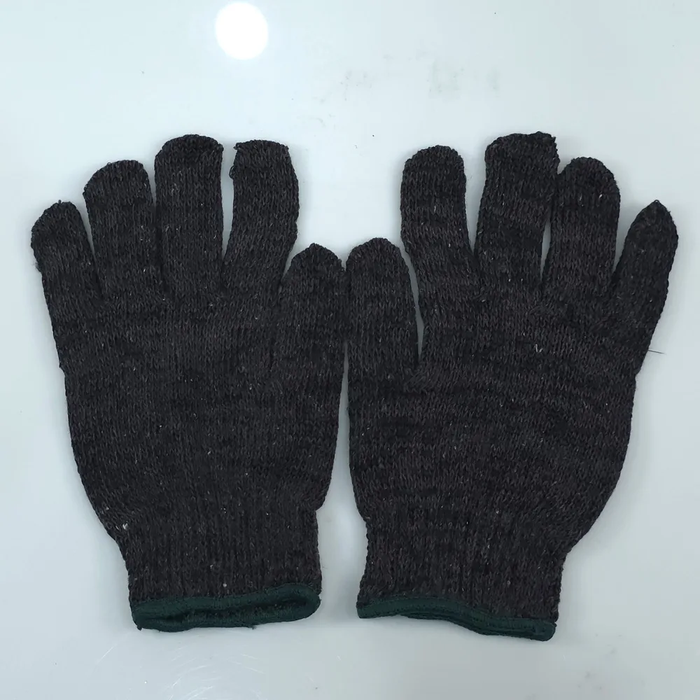 ถุงมือผ้าสีดำ 5 ขีดเต็ม ขอบเขียว