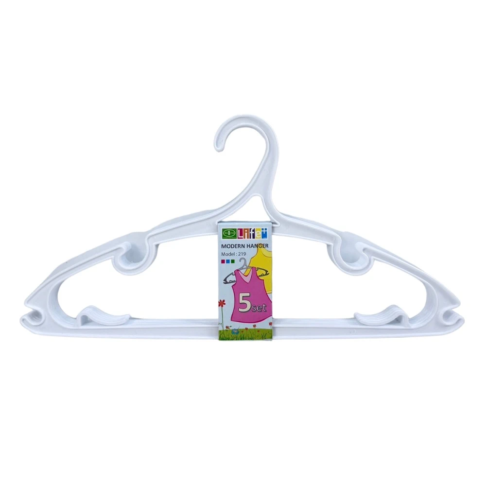 219/5 ไม้แขวนเสื้อโมเดิร์น 1x5 (2 โหล/กล่อง) (มัดละ 4 กล่อง)